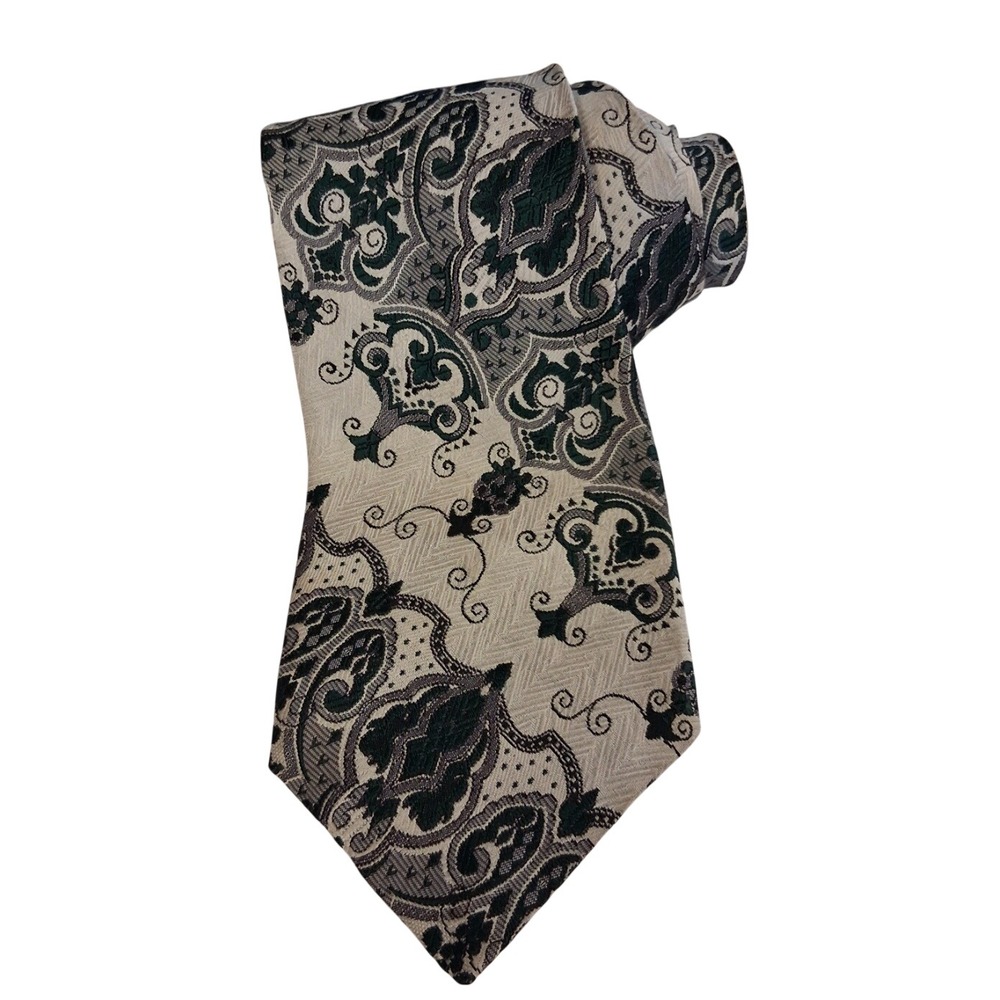 Damon Dark Green Polyester Textured Mens Tie RN 16861 Union Made ACWA #103 EUC